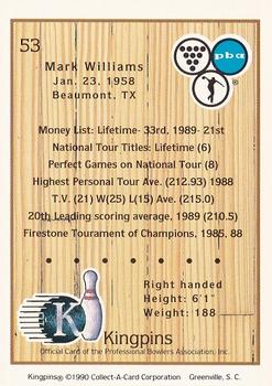 1990 Collect-A-Card Kingpins #53 Mark Williams Back